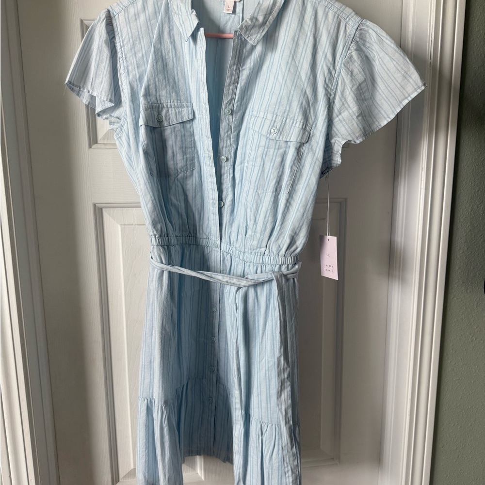 LC Lauren Conrad Sky Blue Striped Dress